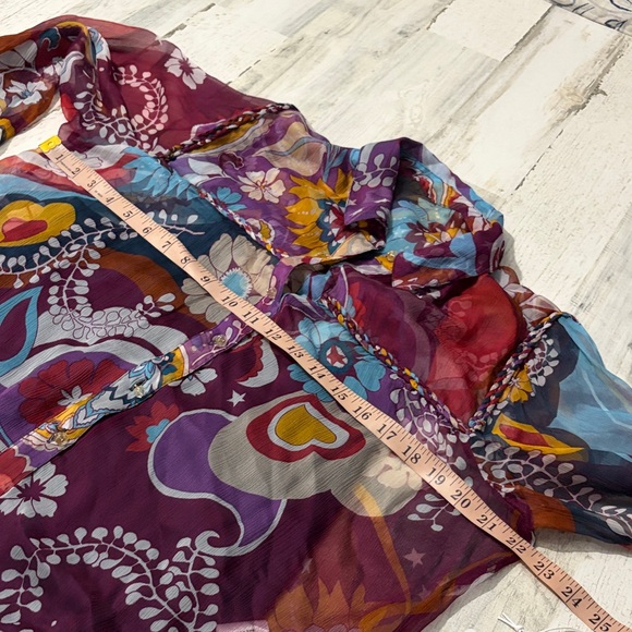 Johnny Was Jade Katerina Braided  Multicolor Floral Blouse - Picture 11 of 15